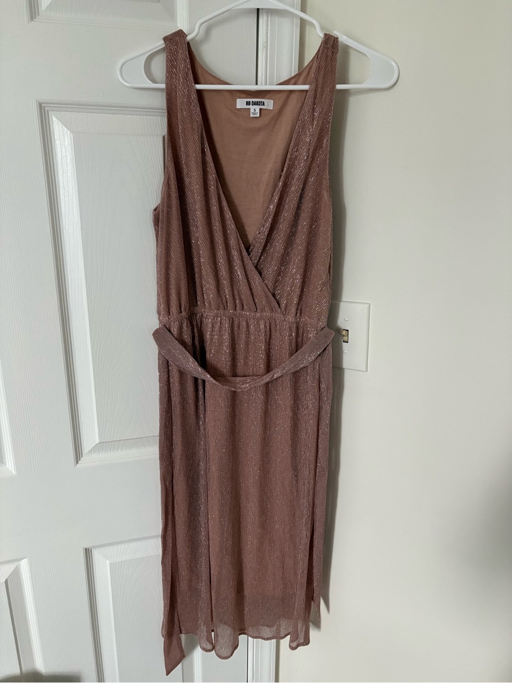 BB Dakota Rose Metallic Wrap Midi Dress